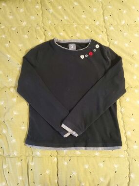 Black Layered Button Top